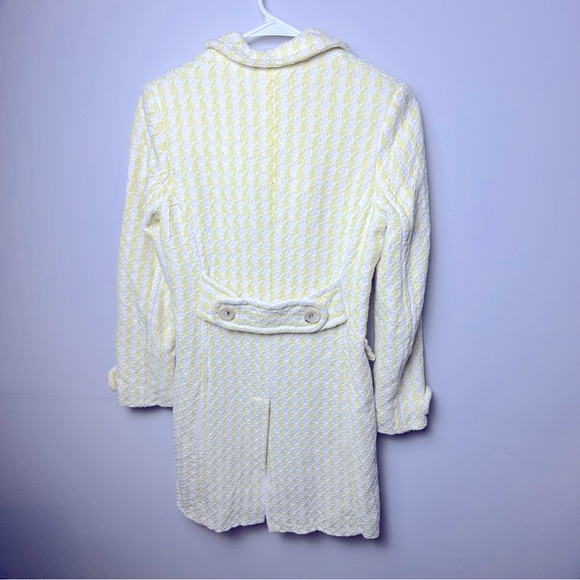 Banana Republic yellow white houndstooth coat xs - Picture 4 of 8